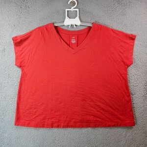 J Jill Top Blouse Women XL‎ Supima Cotton Blend Short Sleeve Brick Orange